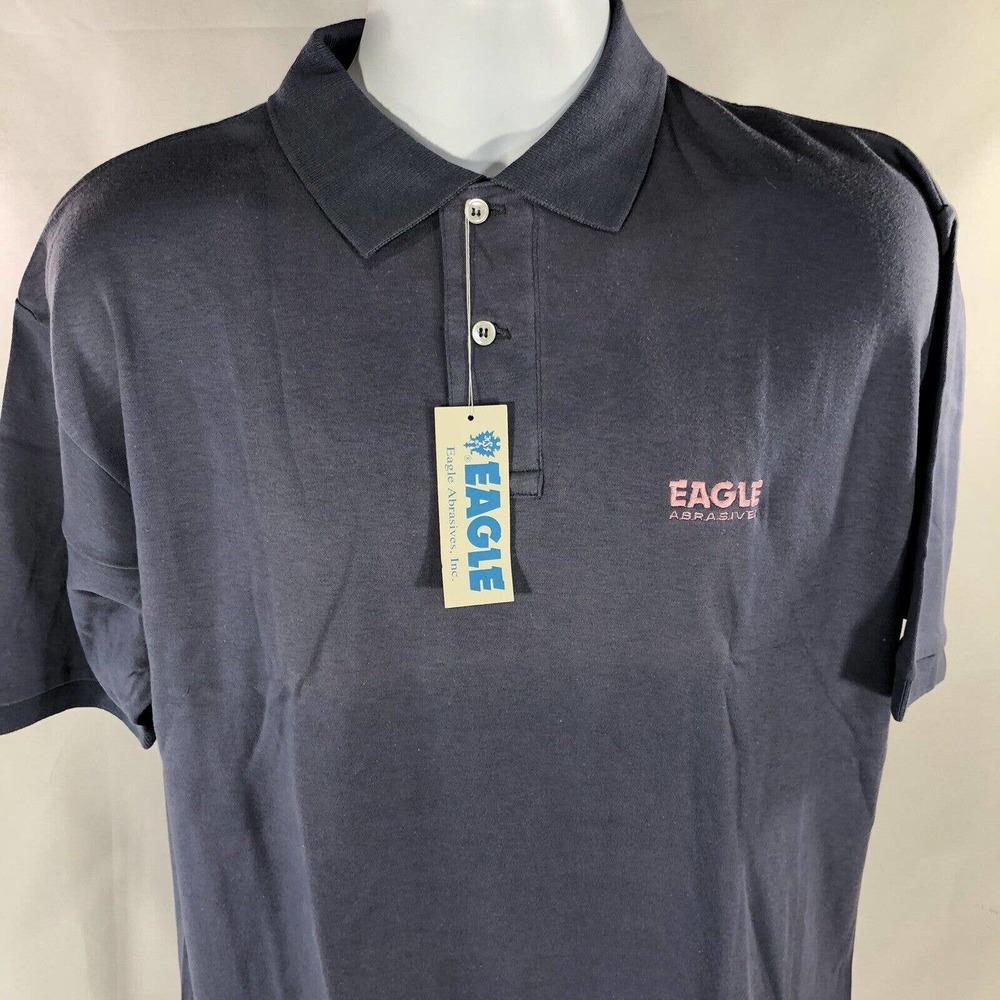 VINTAGE EAGLE ABRASIVES POLO SHIRT LARGE NWT DEADSTOCK SHORT SLEEVE EMBROIDERED